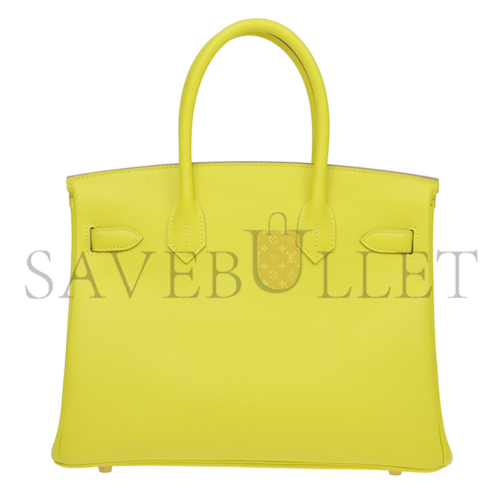 H**mes master birkin 30 epsom lemon yellow silver buckle bag bk309repgp (30*23*15cm)